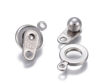 2x Stainless Steel Snap Clasp, Clasp, Jewelry Clasp, Silver