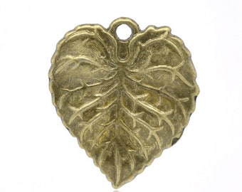 20 pendants, leaf, leaves, bronze, vintage style,