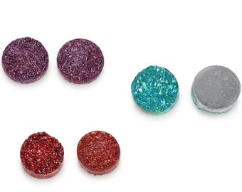 20 Cabochons, 12mm, rund, Glitzer, Auswahl