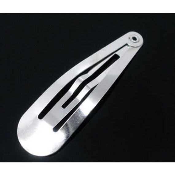 10 Piece Black Metal Snap Clips DIY Hair Pins Slides Bows Blanks Rectangle 3.1/"