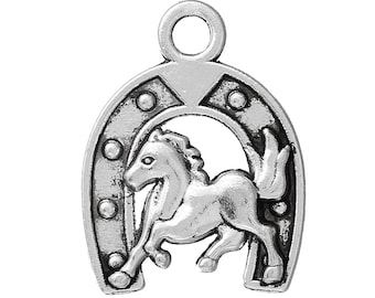 20 pendants, horse, horses, horseshoe, vintage style, silver, lucky, lucky charm