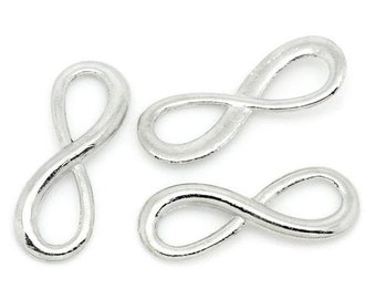 20 connectors, pendants, infinity, infinity, silver,