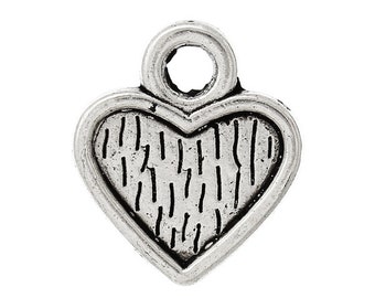 50 pendants, heart, hearts, antique silver, vintage style,