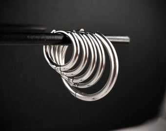 1 pair of hinged hoop earrings, huggies, stainless steel, selection, silver
