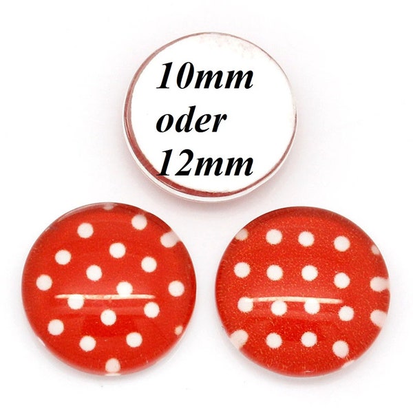 40 / 50 Cabochons,10mm, 12mm,Glassteine,Punkte,Dots,rot