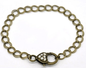 Armband , Gliederarmband,  Karabiner, Strass, 20 cm,