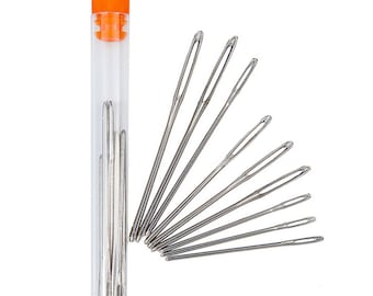 1 set of large sewing needles, darning needles, 9 pieces, stainless steel