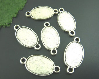 30 pendants, settings, setting, cabochon, silver, vintage style, connector,