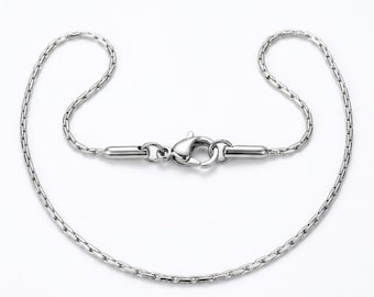 Fine chain, stainless steel, link chain, 50.50 cm, silver