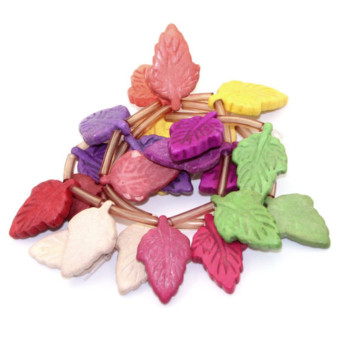 10 Pendants, Leaf, Howlite, Colorful, 29 X 18 Mm - Etsy