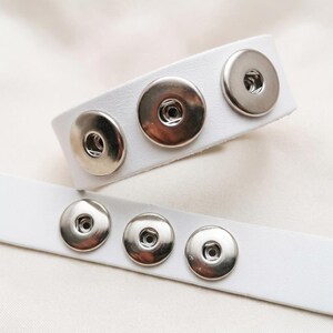 Armband,Leder,Lederarmband für  Druckknöpfe, Button, weiss