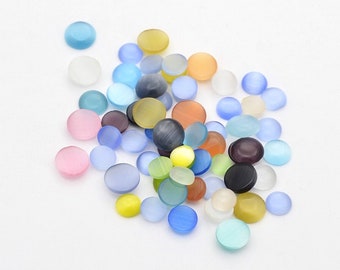 1 bag of cateye cabochons, gemstones, colorfully mixed,