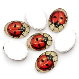 20 cabochon, 13 x 18 mm, coccinella, fortuna,