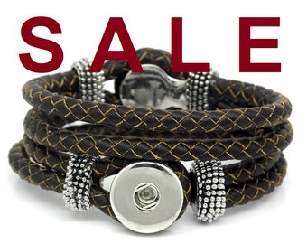 SALE! Armband für  Druckknöpfe,Leder, braun, Button, Druckknopfbutton,