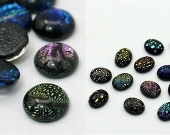 10 cabochons, glass cabochons, Murano glass, colorful