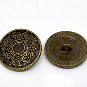 20 Metal Vintage Antique Buttons 25mm Bronze image 1