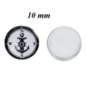 20 cabochon, 10 mm, pietre di vetro, pietre a cupola, marittimo