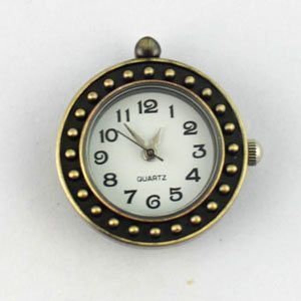 Uhr Rohling,Quarzuhr, Vintage-Stil, rund, bronze, verziert, arabische Zahlen, Armbanduhr, Kettenuhr