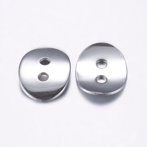 Clasps, Buttons, Stainless Steel, for Leather Bracelets, Silver