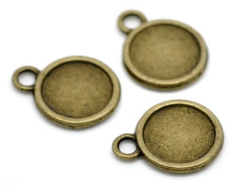 20 pendants, setting, jewelry pendant, cabochon, bronze,