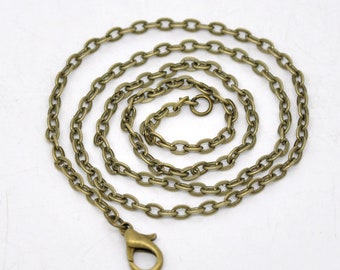 12x chain, link chain, 46 cm, bronze, metal chain, necklace, vintage style, lobster clasp,