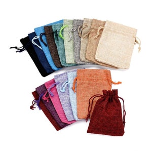 1 pack gift bag, burlap with drawstring, colorful