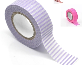 2x 10 m masking tape, adhesive tape, stripes, checks, red, pink, purple, crafts, decorate, cards