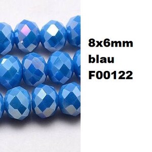 20 beads, ground, faceted, glass beads, jewelry beads, 8 x 6 mm, blue, green, turquoise blau- F00122