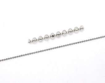 10/100 meters of ball chain, 1.50 mm, metal, silver-plated, selection