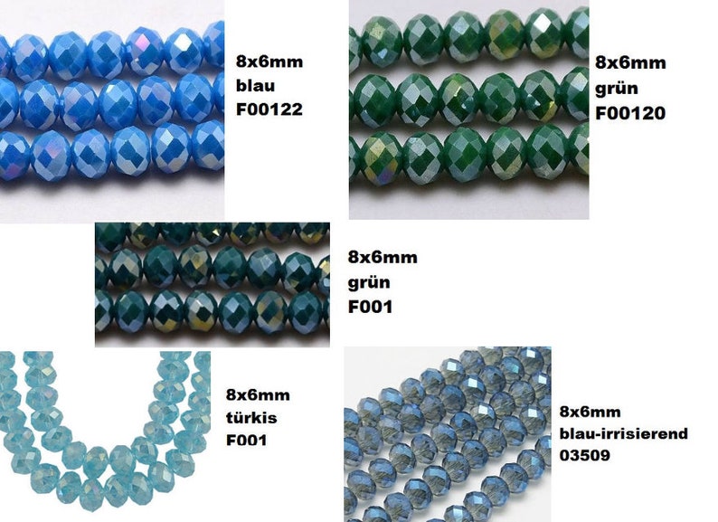 20 beads, ground, faceted, glass beads, jewelry beads, 8 x 6 mm, blue, green, turquoise image 1