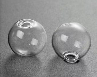 Hollow beads in various sizes, 1 hole, glass beads, mouth-blown
