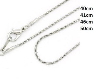 Chain, snake chain, necklace, silver-colored, silver-plated