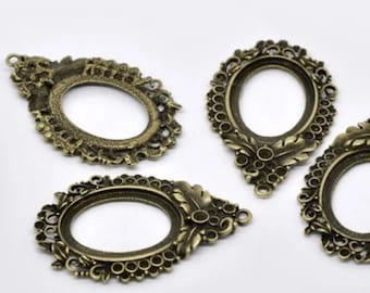 3x pendants with setting, jewelry pendant, pendant, bronze