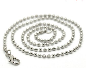 5 ball chains, 46 cm, silver, necklace, jewelry chain, 2 mm balls, lobster clasp,