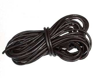 5 meters of leather strap, 3 mm, brown, cowhide