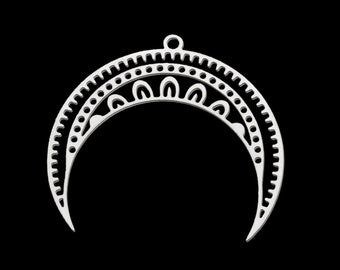 Stainless steel pendant, moon, crescent moon, silver