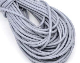 3 meters of leather strap, 2 mm, grey, cowhide
