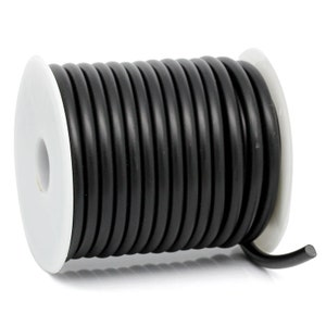 2 meters of silicone cord, 5 mm, round, black,
