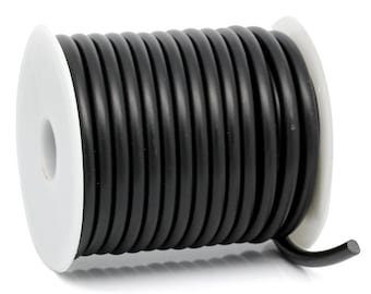 2 meters silicone cord, 5 mm, round, black,