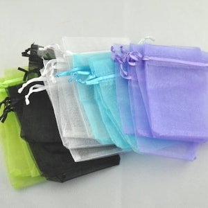 50-100 bags, pouches, colorful, jewelry bags, organza bags