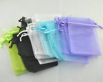 50- 100 bags, bags, oraganza, jewelry bag, oraganza bag, blue, green, white, black, purple, 16 x 13 cm,12 x 9 cm