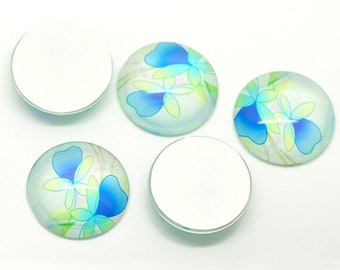 5 Cabochon, Cabochons, Glascabochons, 30mm, Blumen