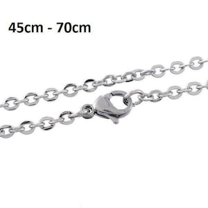 May include: A silver chain necklace with a lobster clasp. The chain is 45cm to 70cm long.