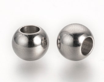 10 Perlen, Edelstahl, Edelstahlperlen, 8x5,50 mm