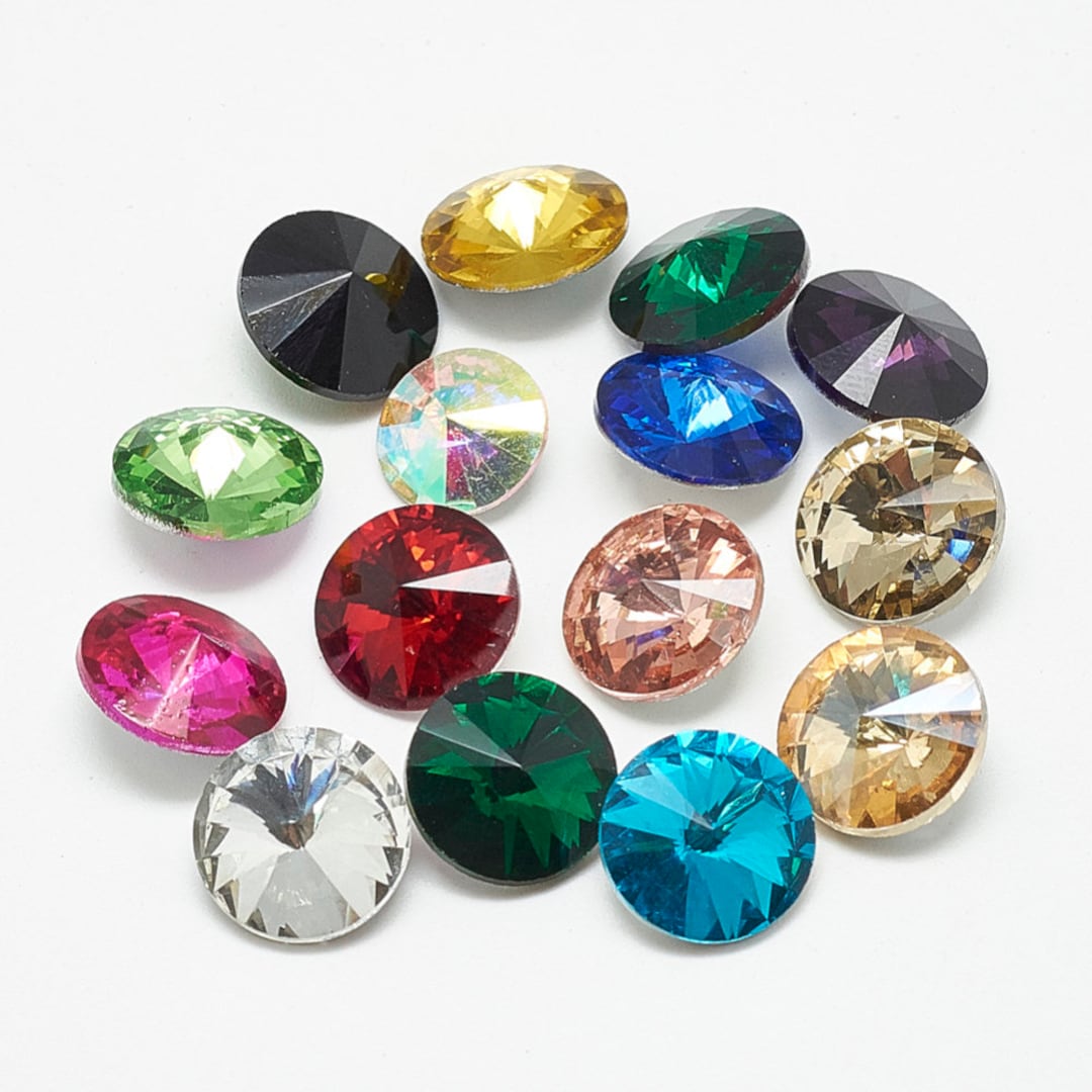 10 Cut Glass Stones, 6 Mm, 8 Mm, 10 Mm, 12 Mm, 14 Mm, Mixed Colours