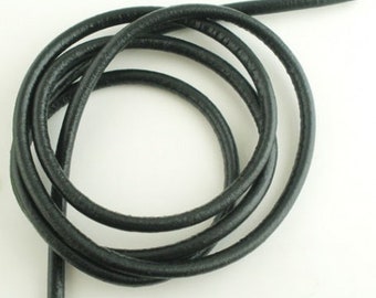 5 meters of leather cord, 5 mm thick, black, leather string, cowhide