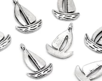 20 pendants, boat, ship, sailboat, silver