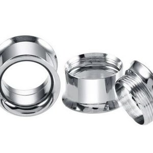 Tunnel, plug, ear stud, stainless steel, with screw cap