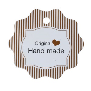 50 feste Etiketten, Karton, Anhänger, mit Fädelloch, Hand made