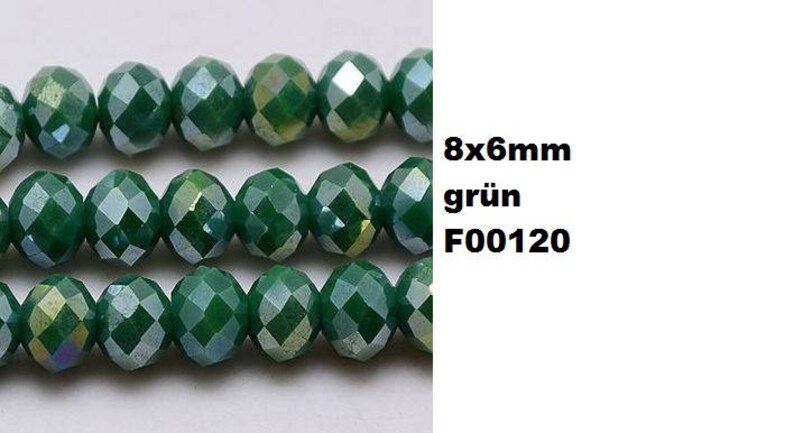 20 beads, ground, faceted, glass beads, jewelry beads, 8 x 6 mm, blue, green, turquoise grün-F00120